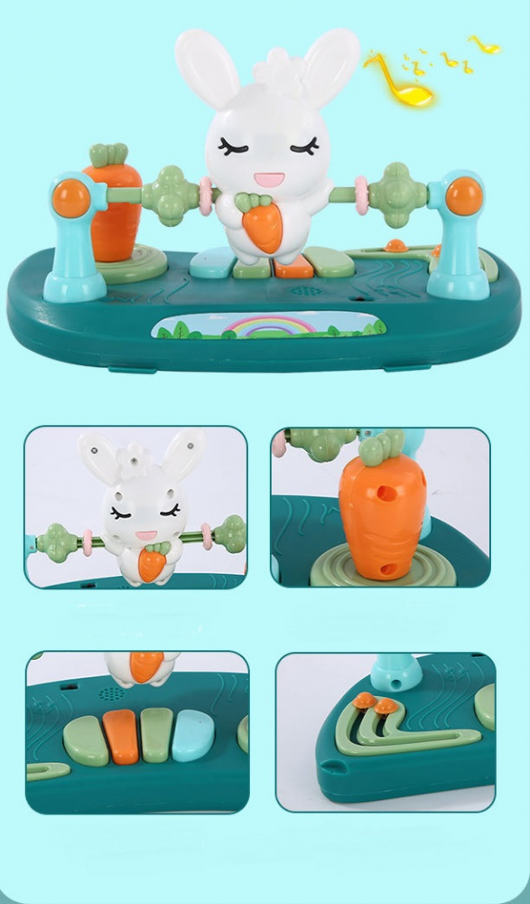 Premergator copii Little Mom Pink Rabbit, pliabil, cu maner de sustinere parental, cu perna de sezut ajustabila, panou interactiv detasabil, roti silentioase cu rotire 360 grade si sistem de franare, structura piramidala - 2