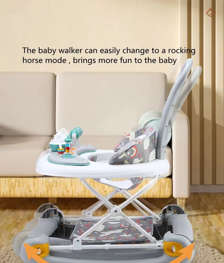 Premergator pentru bebelusi Little Mom, multifunctional cu maner parental, sistem de balansare, Muzica, roti silentioase, cu perna de sezut si copertina detasabila, dimensiune 54 x 17 x 86 cm, Grey - 1