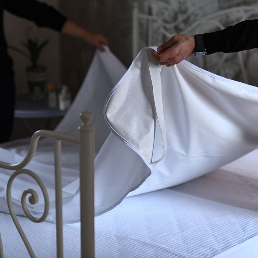 Protectie impermeabila pentru saltea Homibon Alb 140x200 cm, anti acarieni, lavabila la masina, bumbac cu membrana TPU - 1 | YEO