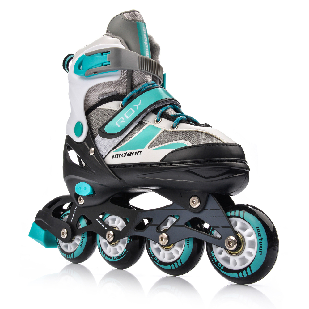 Role pentru copii Meteor roti din PU, cadru din aluminiu si rulmenti din carbon ABEC-7, masura S 30-33, Rox Mint - 1 | YEO