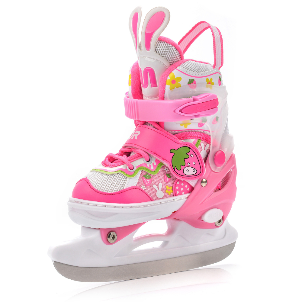 Role pentru copii, Meteor, model configurabil 4 in 1, cu lumini, cizma semi-moale cu dimensiune reglabila si sistem de ventilatie, roti din PU, rulmenti din carbon ABEC-7, masura S 30-33, Pink Bunny - 2 | YEO