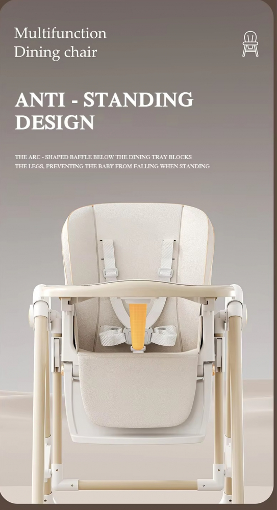 Scaun de masa pentru copii Little Mom White multifunctional 3 in 1, design ergonomic, pliabil, structura piramidala, roti silentioase, suport pentru picioare, dimensiuni 63x80x105 cm