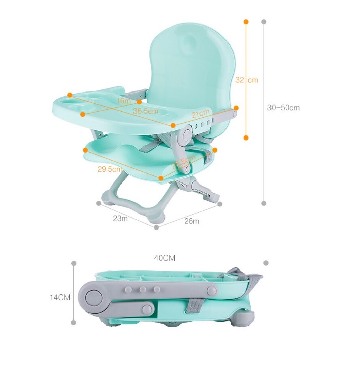 Scaun de masa pentru copii, Little Mom, model tip booster, design compact, pliabil si portabil, inaltime reglabila 4 pozitii, tavita detabila, compatibilitate universala, dimensiune 50 x 30 x 35 cm, Grey