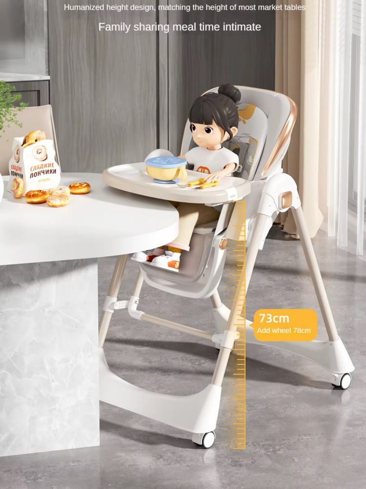 Scaun de masa pliabil pentru bebelusi Little Mom, multifunctional, cu roti, functie balansoar, cu spatar reglabil in 4 unghiuri distincte, inaltime ajustabila si centura de siguranta 5 puncte, varsta 6-36 luni, Grey