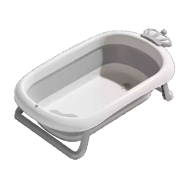 Set Cadita pliabila pentru copii, Little Mom Royal Grey, termometru incorporat si suport anatomic cu tetiera inclus, dimensiune 24 x 92 x 51 cm
