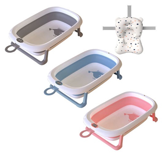 Set cadita pliabila pentru copii Little Mom, cu termometru integrat, dimensiune 85.5 x 20 x 47 cm, si Hamac ergonomic inclus, Grey Whale