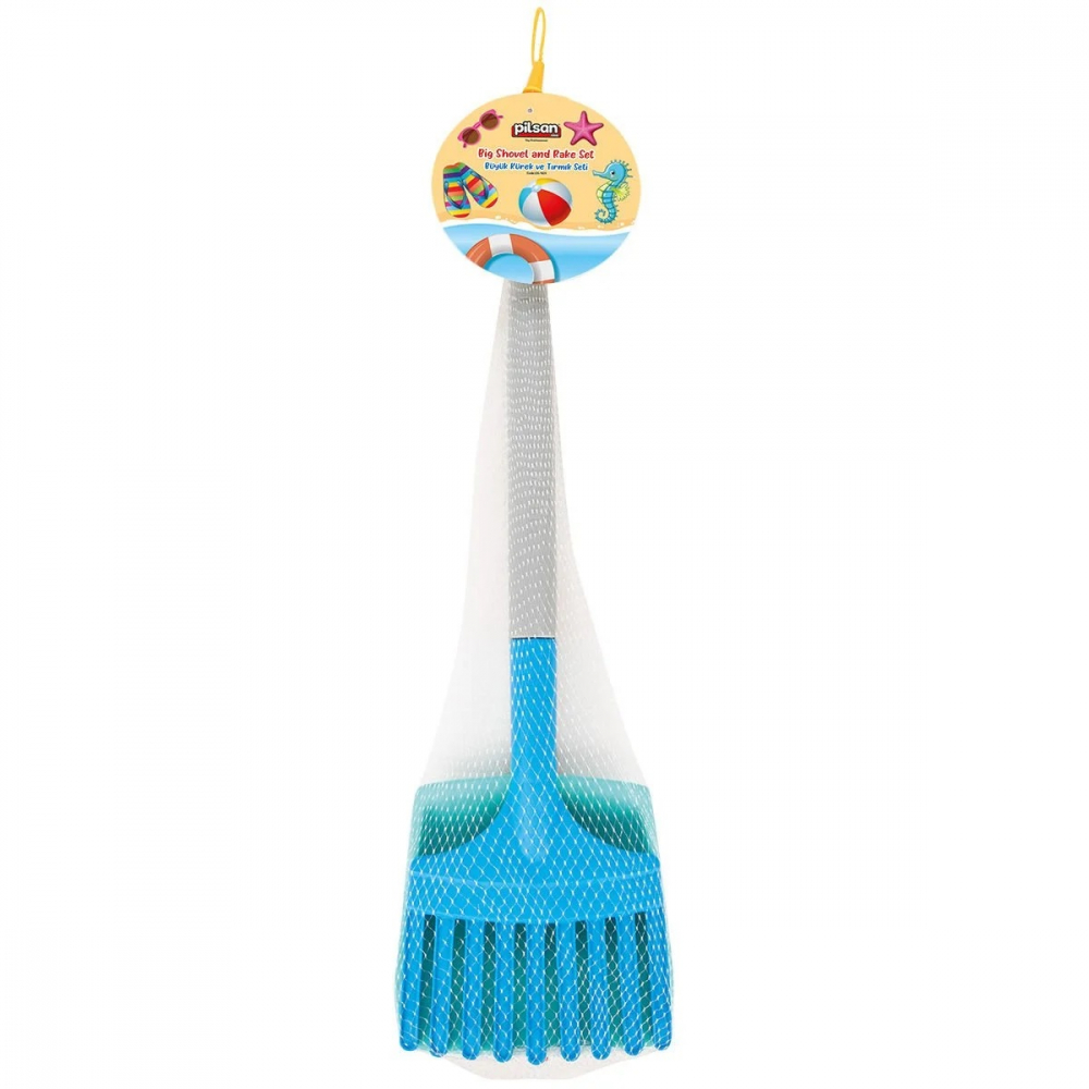Set grebla si lopata pentru copii Pilsan 61cm,utilizare in gradina sau joaca cu nisip Blue - 1 | YEO