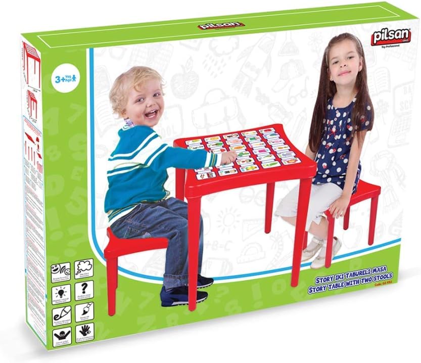 Set masuta cu 2 scaunele Pilsan Story Rosu pentru scrisactivitati,din plastic rezistent,masuta cu inaltime reglabila,usor de montat,utilizare interiorexterior,gradinite,crese,afterschool - 1 | YEO