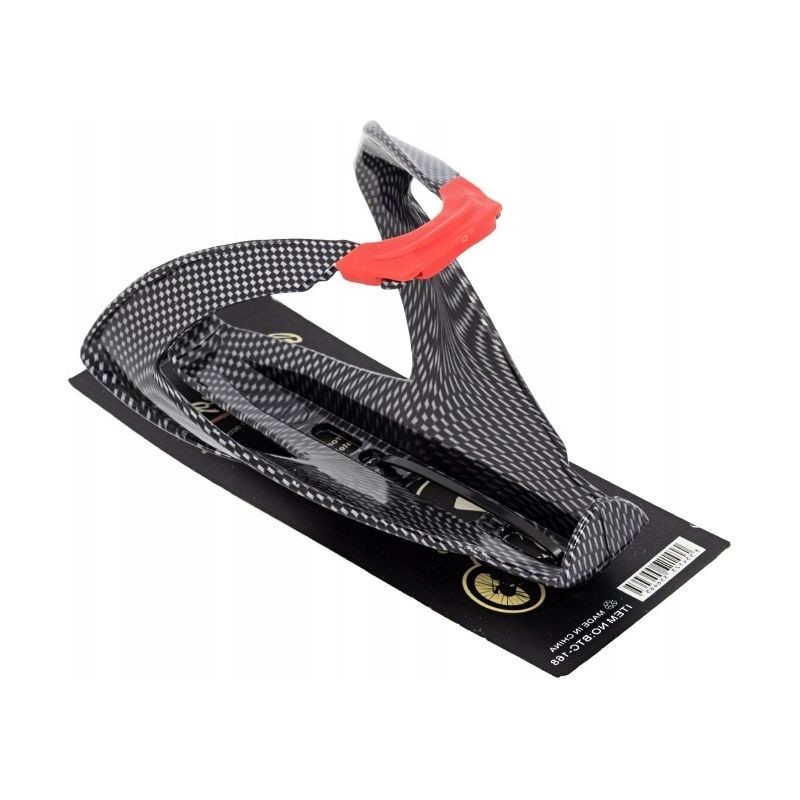Suport bidon apa bicicleta, universal, constructie solida, 8x14x8cm, negru-rosu - 1 | YEO