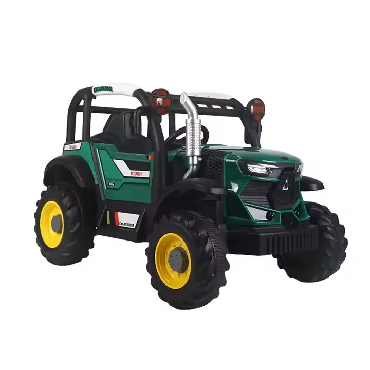 Tractor electric pentru copii Nichiduta Excavator Green 12V cu telecomanda pentru parinti,2motoare x 38W,scaun din piele ecologica,roti rezistente,lumini LED,sunete si muzica,usi cu deschidere - 1