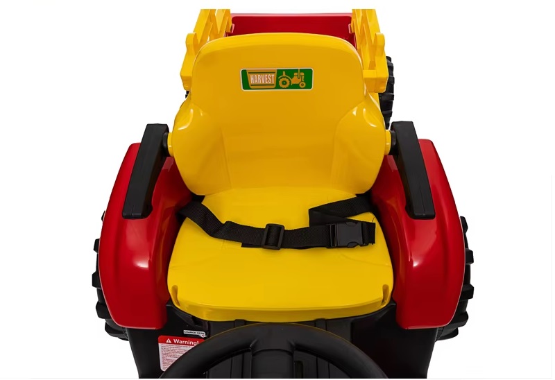 Tractor electric pentru copii Nichiduta Track Red 90W cu telecomanda 2.5G, Acumulator 12V, Remorca detasabila, Centura siguranta, Faruri cu lumini LED, Sunete,slot card, Roti late din plastic rezistent cu aparatori noroi - 2 | YEO