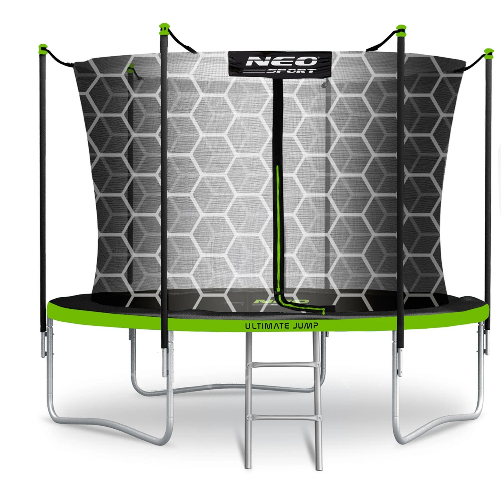 Trambulina de gradina pentru copii Neo-Sport Comb 183cm 6ft,cu Scara si Plasa interioara, Stalpi metalici cu protectie din burete, Intrare cu fermoar si catarama, Covoras impermeabil flexibil - 1 | YEO