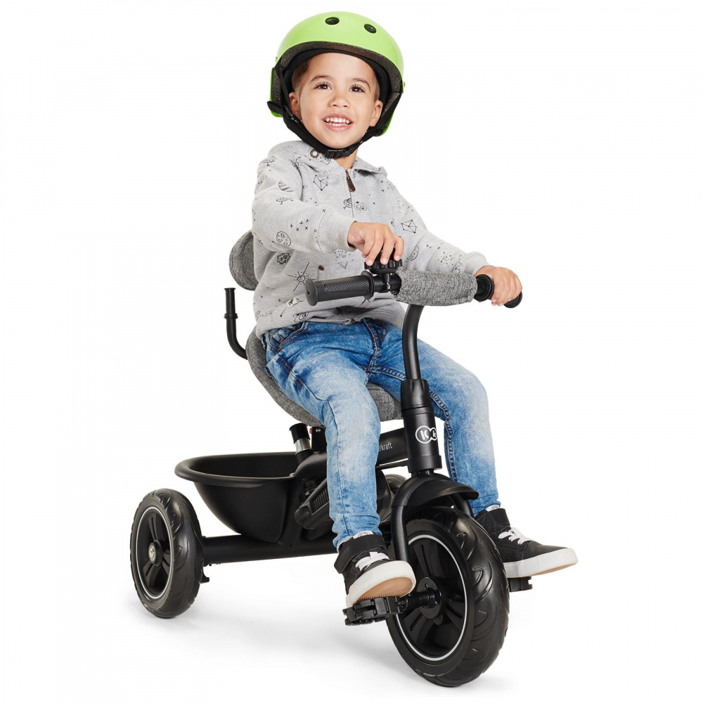 Tricicleta pentru copii KinderKraft Freeway Grey Melange, scaun rotativ, suport picioare, suport pahar - 2 | YEO