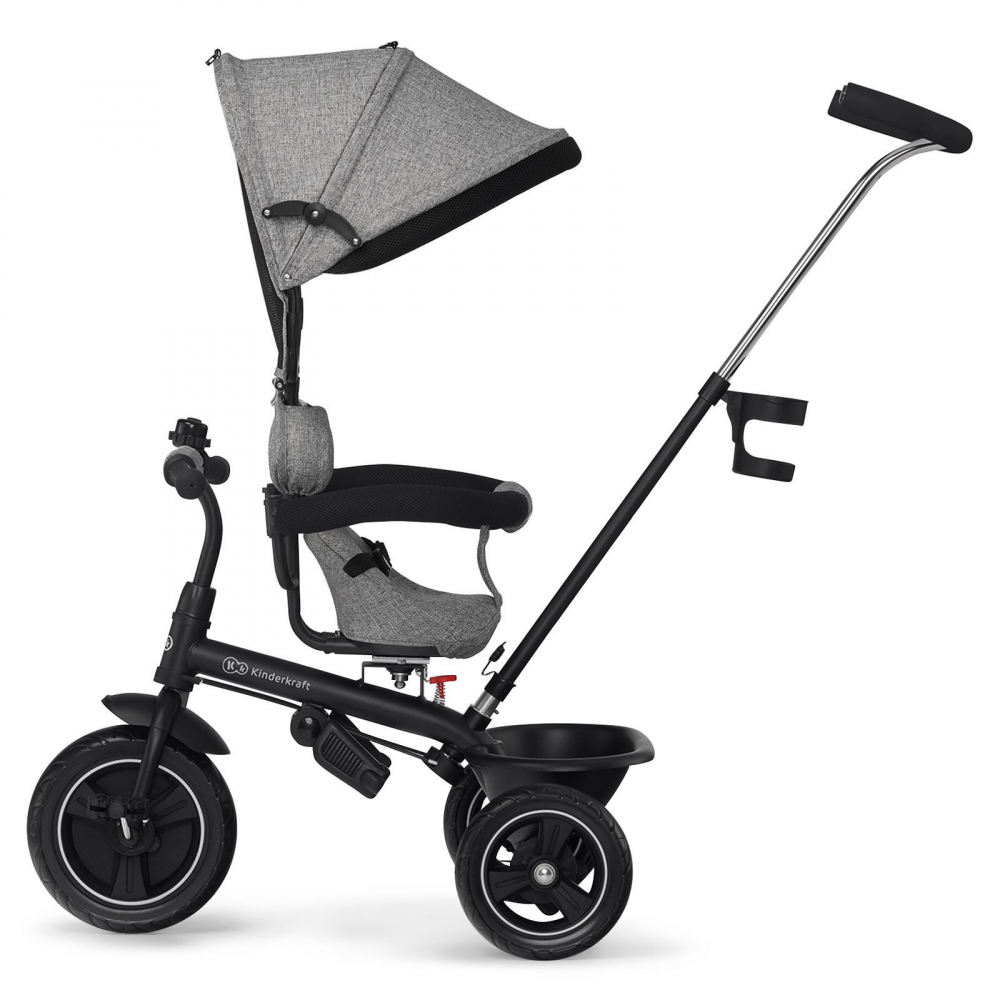 Poze Tricicleta pentru copii KinderKraft Freeway Grey Melange, scaun rotativ, suport picioare, suport pahar nichiduta.ro 