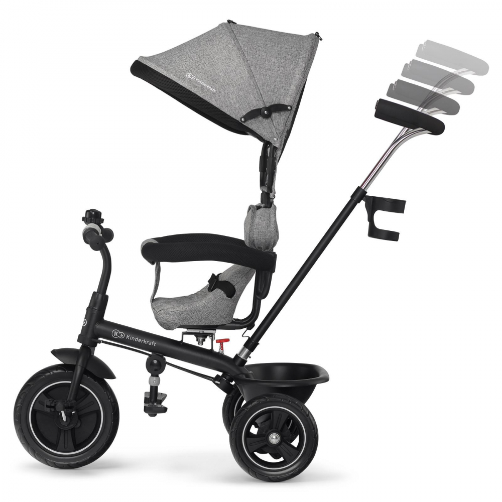 Poze Tricicleta pentru copii KinderKraft Freeway Grey Melange, scaun rotativ, suport picioare, suport pahar nichiduta.ro 