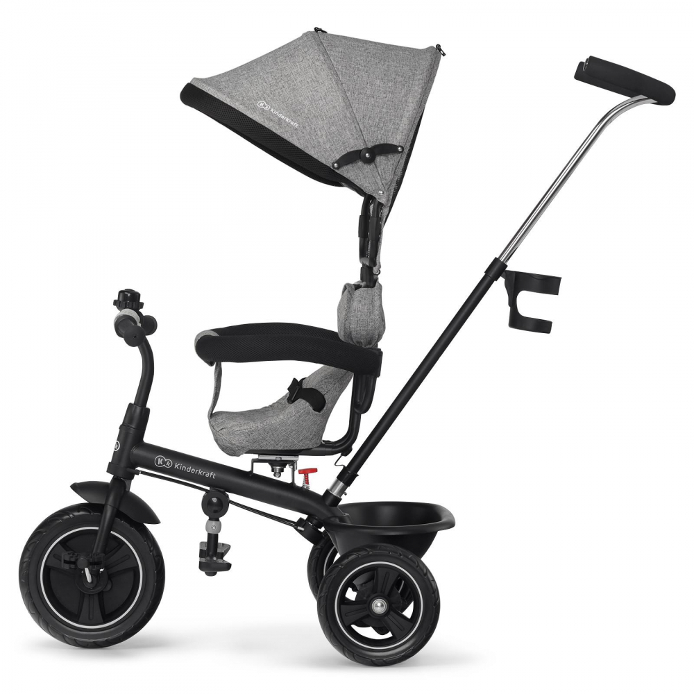 Poze Tricicleta pentru copii KinderKraft Freeway Grey Melange, scaun rotativ, suport picioare, suport pahar nichiduta.ro 