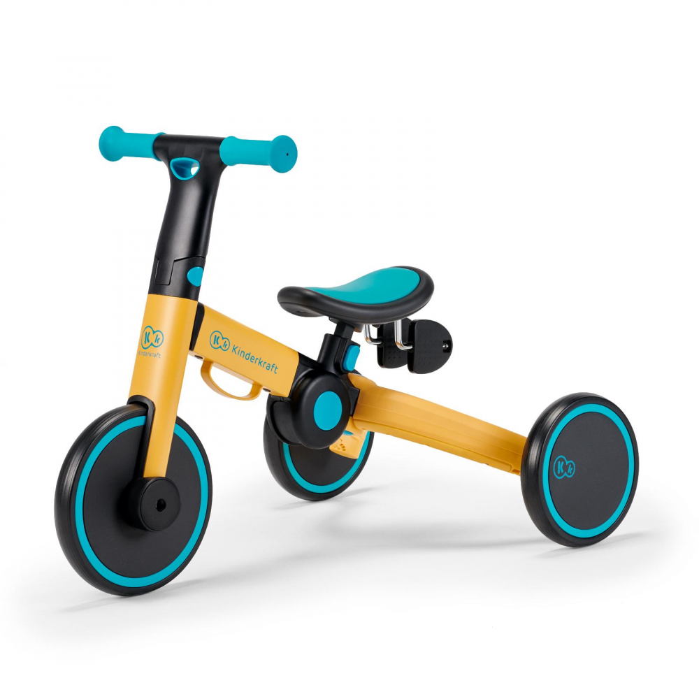 Tricicleta pentru copii Kinderkraft 4trike Yellow transformabila, cu cadru de aluminiu, pliabila, roti din spuma Eva, 3 functii, greutate redusa doar 3,5 kg, de la 12 luni - 1 | YEO