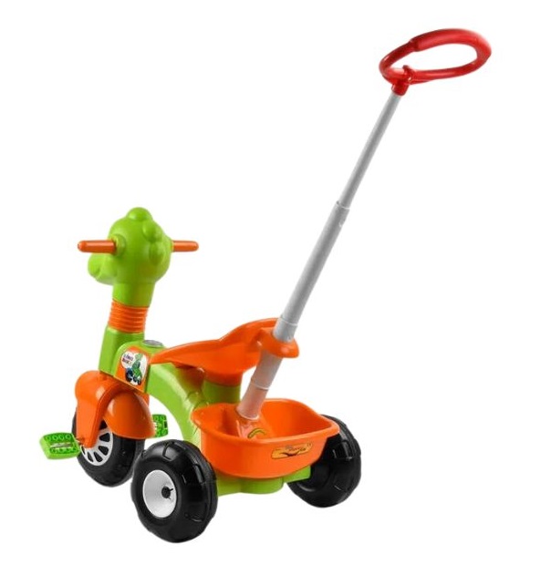 Tricicleta pentru copii Pilsan Dino Green cu maner reglabil pe inaltime,sistem roata libera, spatiu de depozitare de la 3 ani pana la 35 kg - 1 | YEO