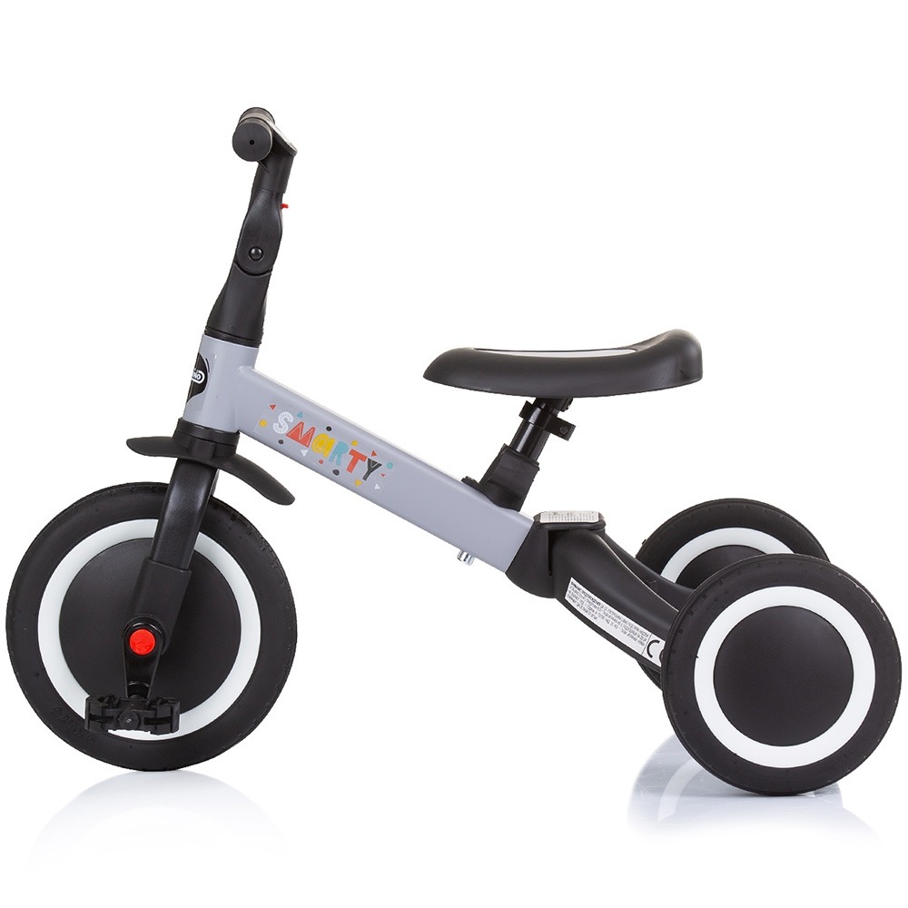 Tricicleta pentru copii Chipolino Smarty Grey 2 in 1, ghidon reglabil, de la 1 ani si o greutate de pana la 25 kg