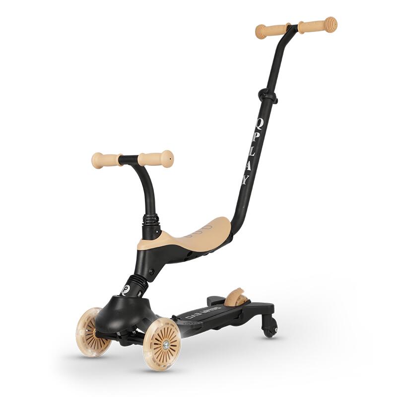 Trotineta pentru copii QPlay Sema EVO Bej 6 in 1 multifunctionala cu scaunel, maner telescopic parental, inaltime ajustabila, cadru din aluminiu, greutate admisa 50 kg - 6
