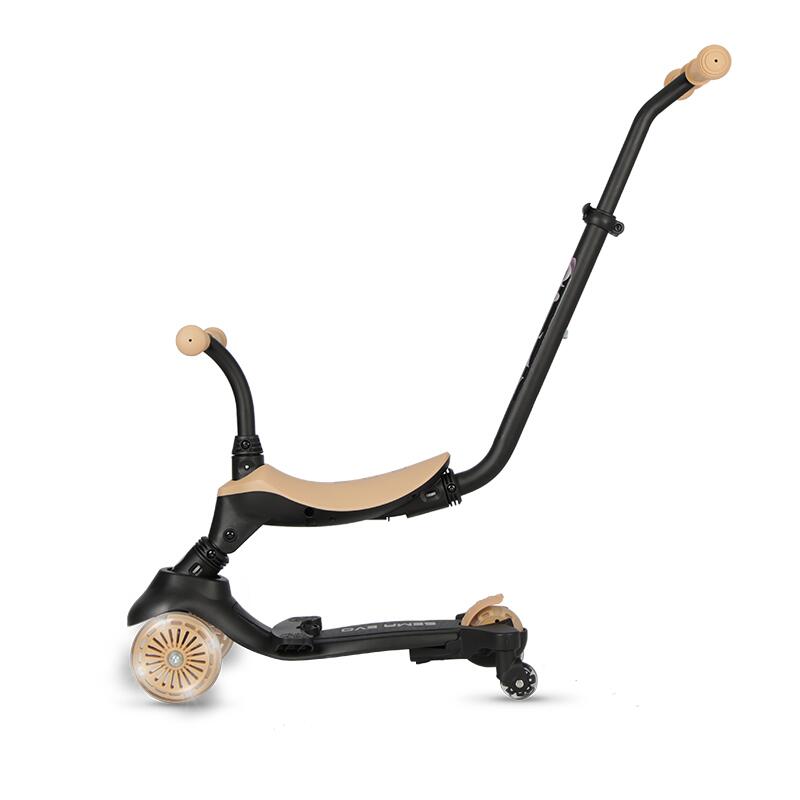 Trotineta pentru copii QPlay Sema EVO Bej 6 in 1 multifunctionala cu scaunel, maner telescopic parental, inaltime ajustabila, cadru din aluminiu, greutate admisa 50 kg - 9
