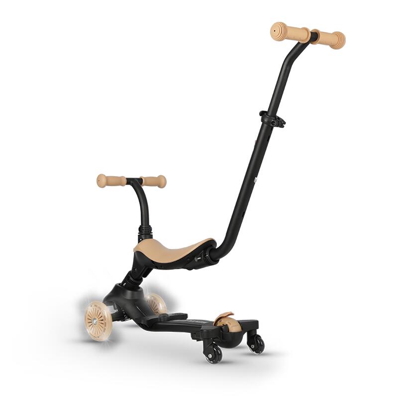 Trotineta pentru copii QPlay Sema EVO Bej 6 in 1 multifunctionala cu scaunel, maner telescopic parental, inaltime ajustabila, cadru din aluminiu, greutate admisa 50 kg - 10