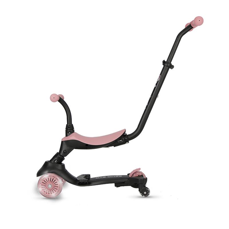 Trotineta pentru copii QPlay Sema EVO Roz 6 in 1 multifunctionala cu scaunel, maner telescopic parental, inaltime ajustabila, cadru din aluminiu, greutate admisa 50 kg - 9