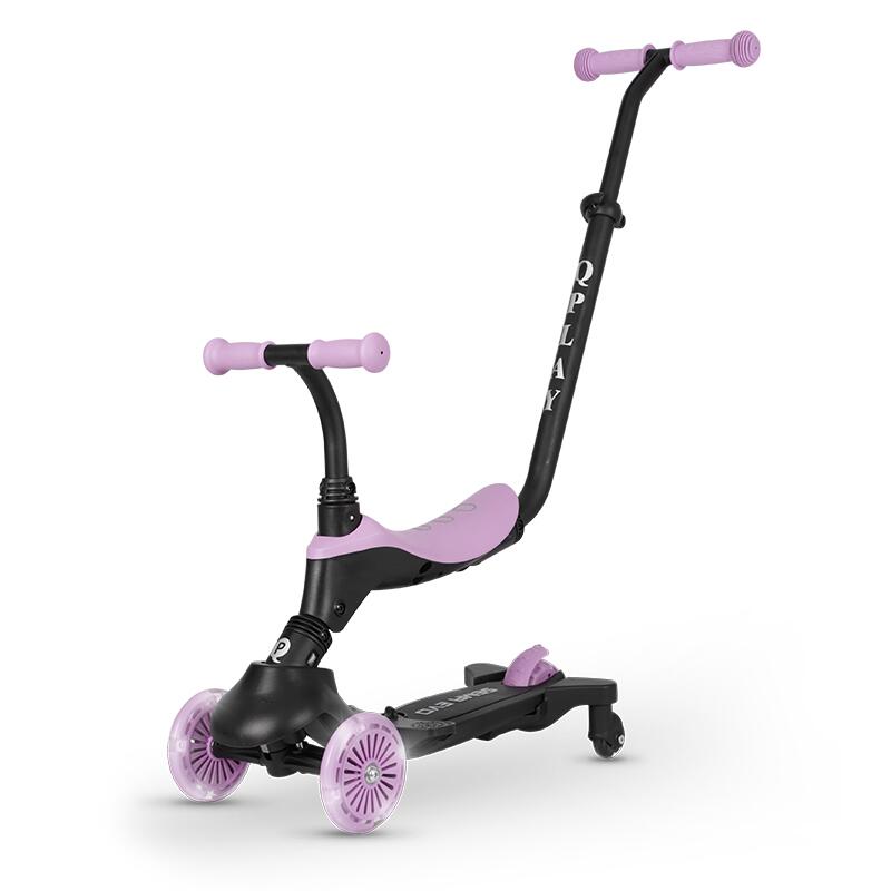 Trotineta pentru copii QPlay Sema EVO Violet 6 in 1 multifunctionala cu scaunel, maner telescopic parental, inaltime ajustabila, cadru din aluminiu, greutate admisa 50 kg - 6