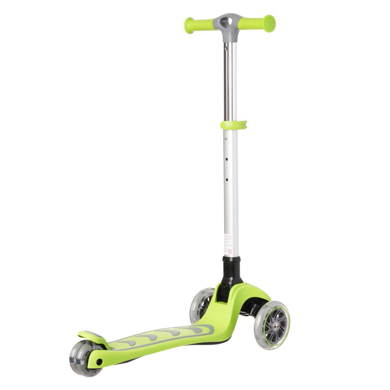 Trotineta pentru copii, Nichiduta, pliabila cu structura usoara din aluminiu, ghidon reglabil in 4 pozitii, roti silentioase din PU cu lumina LED, dimensiune 58 x 25.9 x 82 cm, Green - 3