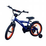 Bicicleta pentru copii Procart Albastru/Portocaliu 16 inch, roti ajutatoare, cadru otel 23 cm, ghidon reglabil, frane fata v-brake