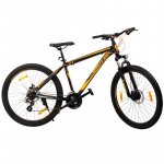 Bicicleta MTB Negru-Portocaliu roti 27.5 inch, 21 viteze, schimbator shimano, frane pe disc