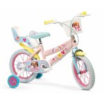 Bicicleta pentru copii Toimsa Barbie 16 inch cu roti ajutatoare, cos frontal si scaun pentru papusi