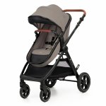 Carucior pentru copii Kinderkraft Esme Sand Beige 3 in 1 reversibil, cu spatar si maner reglabil, suportul pentru pahar, husa pentru picioare, husa de ploaie, geanta