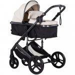 Carucior pentru copii Chipolino Amore Biscotta 2 in 1 cu sezut reversibil, maner reglabil, suspensii, husa de picioare, gentuta, suport pahar, greutate admisa 22 kg
