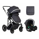 Carucior copii transformabil 3in1 KikkaBoo Darling Dark Grey 2024,Reversibil,Cadru din aluminiu,Roti pivotante,Suspensii,Spatar reglabil,Maner parinte reglabil,Scaun auto i-Size,Geanta,Suport pahar,Husa picioare,Plasa insecte