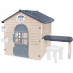 Casuta de joaca de exterior pentru copii cu masuta si scaunel Mochtoys Gri 120 x 175 x 120,5 cm