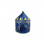 Cort de joaca pentru copii Novokids Pop-up XXL Blue Castle pentru interior si exterior, Geanta transport inclusa, Dimensiuni 105X135 cm