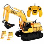 Excavator cu telecomanda 7 canale, reincarcabil usb, 18x13.5x33.5 cm, rotire 360 grade