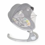 Leagan electric pentru bebelusi cu telecomanda,sezut ergonomic si rotativ,parasolar reglabil si detasabil,5 viteze de leganare,cronometru,adaptor priza,husa de insecte si pernuta reductor Cangaroo ISwing Light Grey