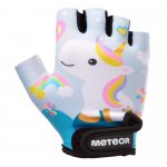 Manusi de ciclism pentru copii, Meteor, cu piele ecologica si insertii din spuma, inchidere velcro, masura S, lungime manusa 11.2 cm, Pony