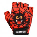 Manusi de ciclism pentru copii, Meteor, cu piele ecologica si insertii din spuma, inchidere velcro, masura S, lungime manusa 11.2 cm, Spider