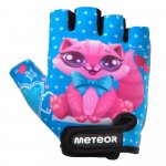 Manusi de ciclism pentru copii, Meteor, cu piele ecologica si insertii din spuma, inchidere velcro, masura XS, lungime manusa 10.7cm, Kitty
