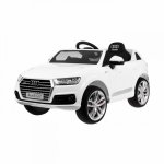 Masinuta electrica pentru copii Novokids Audi Q7 Alb, Roti din Cauciuc EVA, Greutate admisa 30 kg, Usi cu deschidere, 2 Viteze, Lungime 121 cm, 2 motoare, control parental