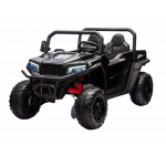Masinuta electrica pentru 2 copii Nichiduta Speed 4x4 Black cu remorca,telecomanda 2.4G,acumulator 12V10Ah,4 motoare,roti din cauciuc EVA,scaun din piele,suspensii,faruri cu lumini LED,mufa USB,MP3,Bluetooth,centuri siguranta