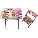 Masuta pentru copii Novokids My first folding table Roz Princess din MDF, pliabila, dimensiuni 60X40X56 cm, 2 nivele de inaltime, suprafata lucioasa