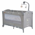 Patut pliabil pentru copii cu 2 nivele,usa acces cu fermoar,buzunar accesorii,saltea pliabila,carusel muzical si geanta transport incluse Cangaroo Once Upon a Time L2 Grey
