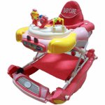 Premergator cu sistem de balansare Baby Care Iepuras Roz Cu Melodii, Reglabil in 3 Trepte, 8 Roti, Pliabil