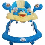 Premergator pentru copii Baby Care Ratusca Albastru, Reglabil in 3 Trepte, Pliabil, 8 Roti, Cu Melodii