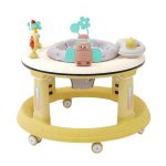Premergator bebelusi Little Mom Activity Yellow, educational, cu panou interactiv, sezut rotativ 360 grade, roti pivotante silentioase, dimensiune 68 x 68 x 50 cm