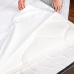 Protectie impermeabila pentru saltea Homibon Alb 140x200 cm, anti acarieni, lavabila la masina, bumbac cu membrana TPU